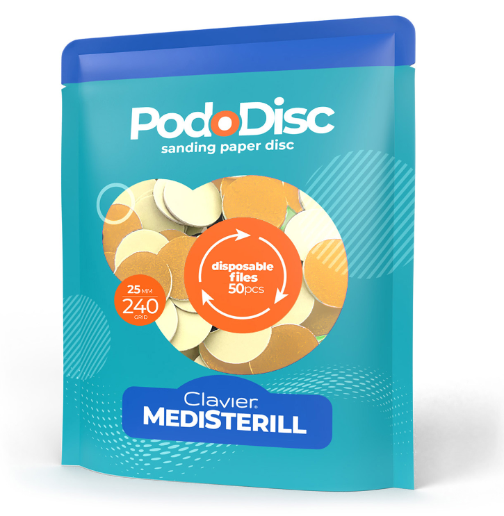 Nakładki Ścierne, Clavier Medisterill, Tarcze wymienne PodoDisc do Pedicure gradacja 25mm, 240 grit, 50szt.webp