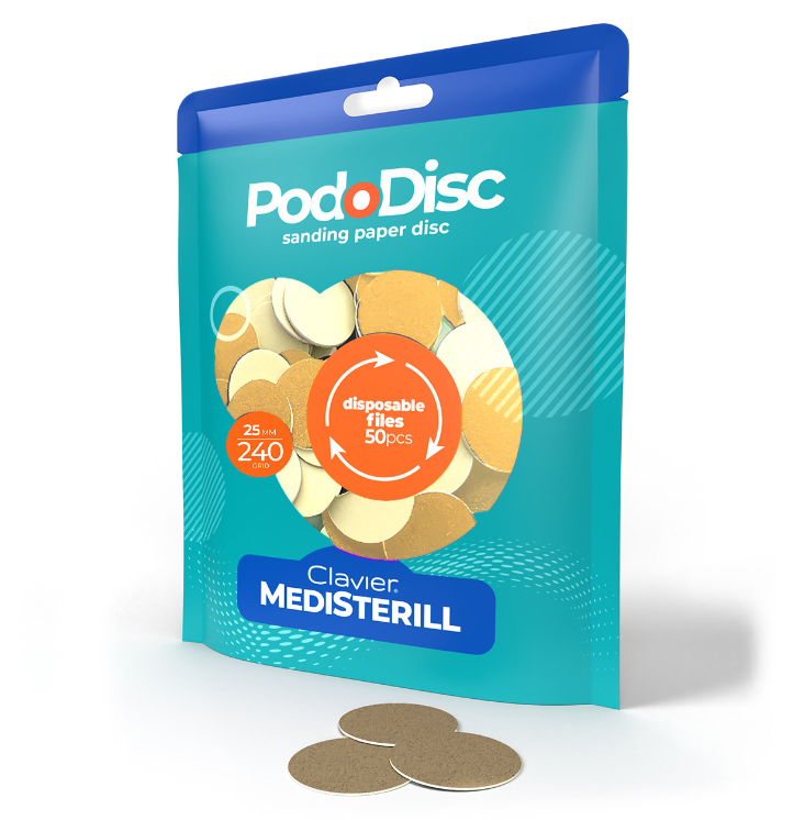 Nakładki Ścierne, Clavier Medisterill, Tarcze wymienne PodoDisc do Pedicure gradacja 25mm, 240 grit, 50szta.webp
