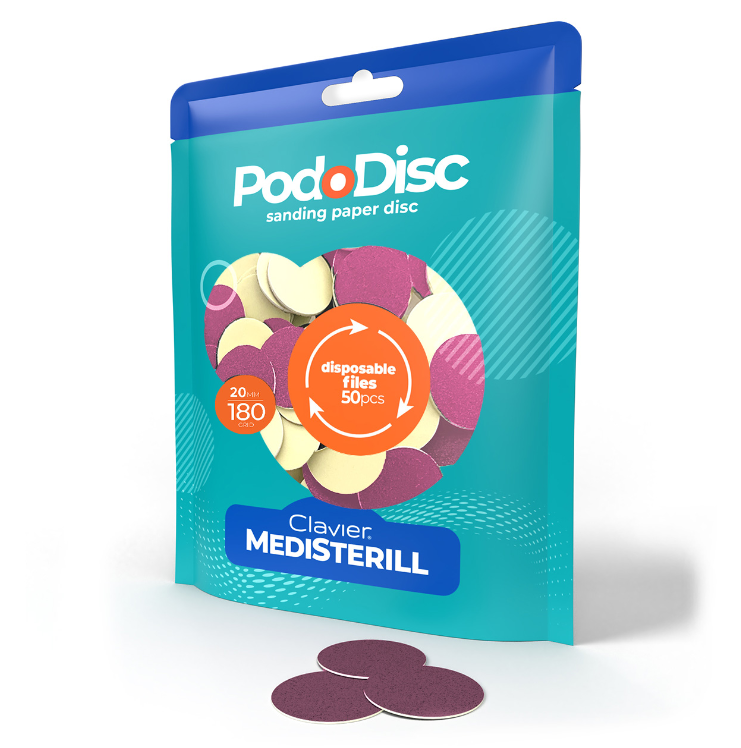 Nakładki ścierne : krążki : naklejki wymienne pododysk PODODISC M 20mm #180 : 50 sztuk CLAVIER.webp