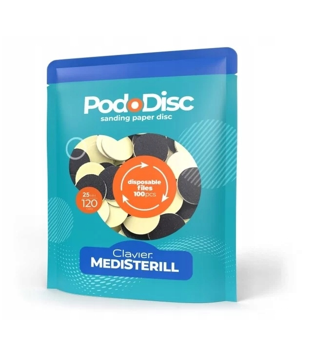 Nakładki ścierne : krążki : naklejki wymienne pododysk PODODISC L 25mm #120 : 100 sztuk CLAVIER.webp